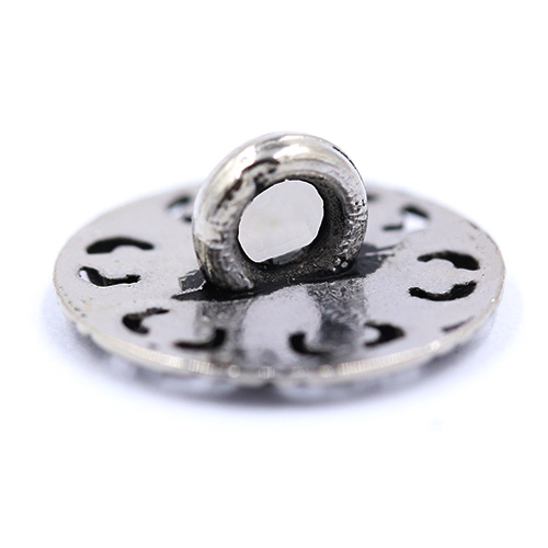 14867 Sullivans 15mm Round Metal Shank Button With Filigree Pattern - Silver - 19 In A Tube