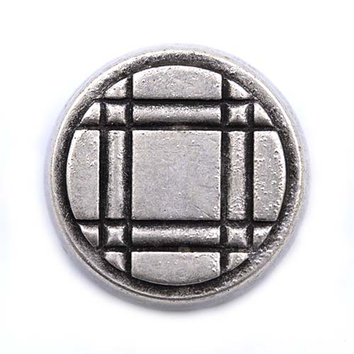 14873 Sullivans 28mm Round Metal Shank Button  - Silver With Black Lines - 16 In A Tube