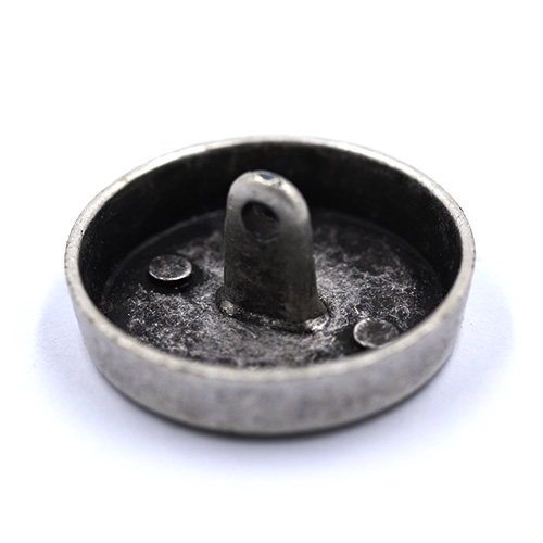 14873 Sullivans 28mm Round Metal Shank Button  - Silver With Black Lines - 16 In A Tube