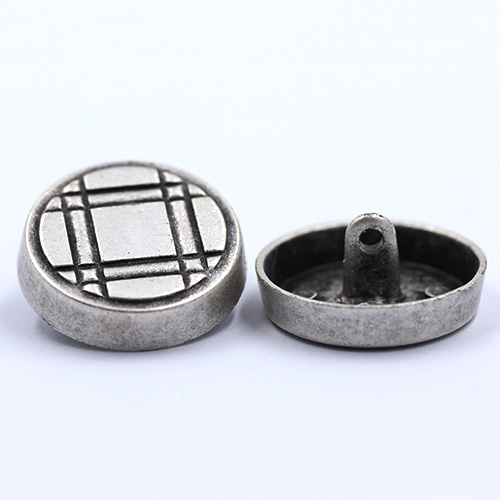 14873 Sullivans 28mm Round Metal Shank Button  - Silver With Black Lines - 16 In A Tube