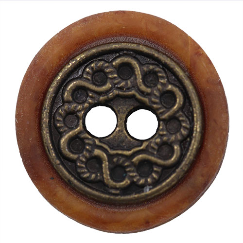 14874 Sullivans 15mm Round Metal Button 2 Hole In Cased In Plastic - Bronze - 20 In A Tube