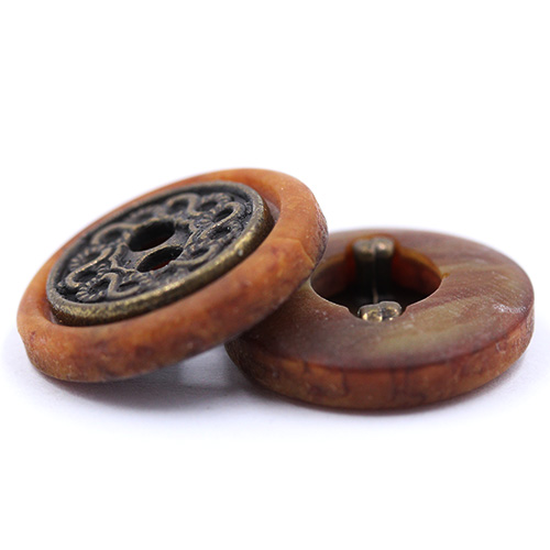 14874 Sullivans 15mm Round Metal Button 2 Hole In Cased In Plastic - Bronze - 20 In A Tube