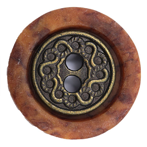 14875 Sullivans 18mm Round Metal Button 2 Hole In Cased In Plastic - Bronze - 19 In A Tube