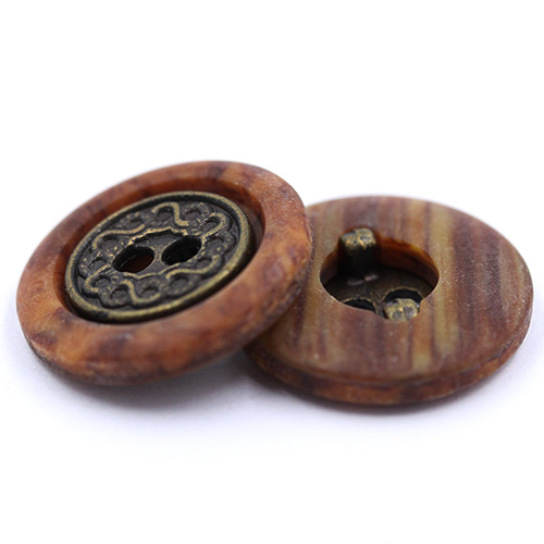 14875 Sullivans 18mm Round Metal Button 2 Hole In Cased In Plastic - Bronze - 19 In A Tube