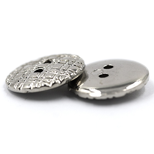 14880 Sullivans 15mm Round Plastic Button 2 Hole - Line Patterned - Silver - 19 In A Tube 