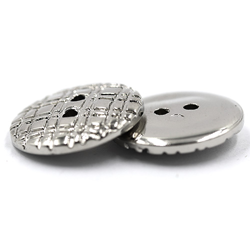 14881 Sullivans 18mm Round Plastic Button 2 Hole- Line Patterned - Silver - 14 In A Tube 