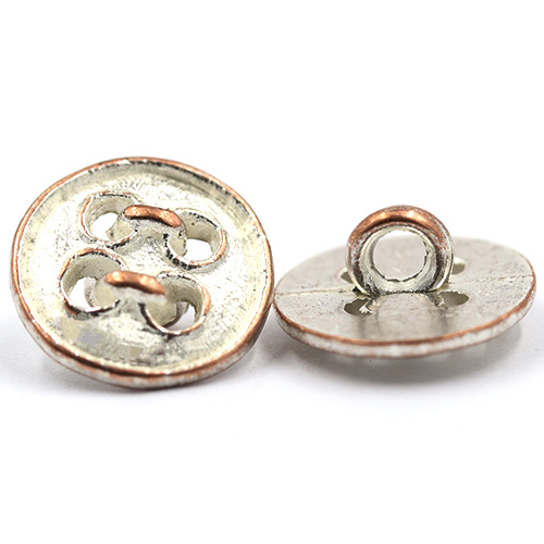 14882 Sullivans 15mm Round Metal Shank Button  - Silver Edged With Bronze - 23 In A Tube