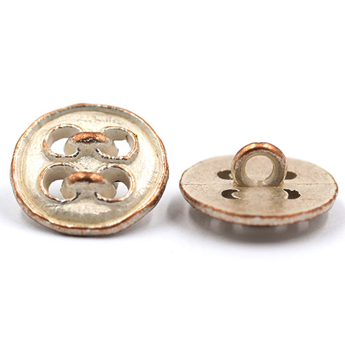 14883 Sullivans 18mm Round Metal Shank Button - Silver Edged With Bronze - 21 In A Tube