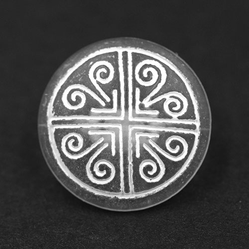 14888 Sullivans 15mm Round Frosted Plastic Shank Button With White Pattern - 19 In A Tube 