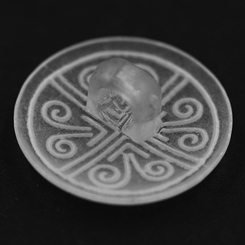 14889 Sullivans 18mm Round Frosted Plastic Shank Button With White Pattern - 16 In A Tube 