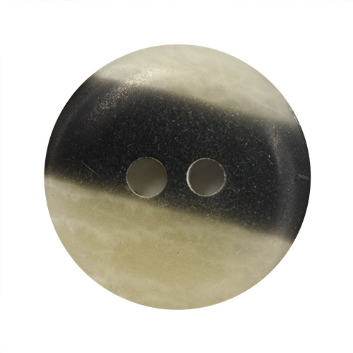 14899 Sullivans 13mm Round Plastic Button 2 Hole - Black With Grey Stripe - 64 In A Tube 