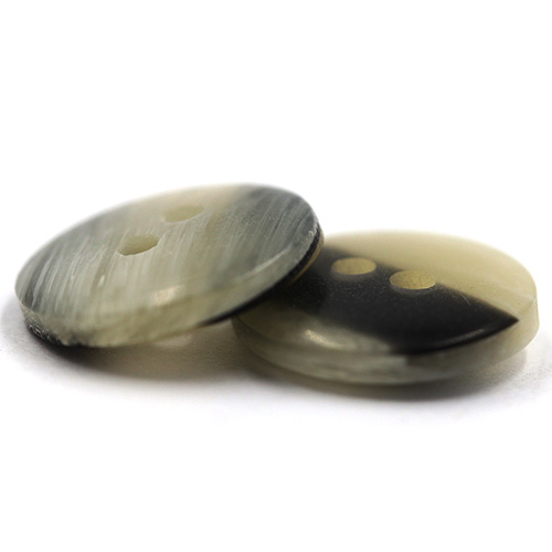 14899 Sullivans 13mm Round Plastic Button 2 Hole - Black With Grey Stripe - 64 In A Tube 