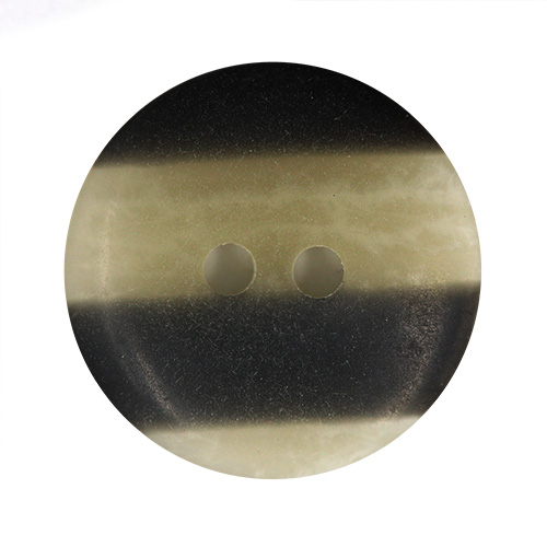 14900 Sullivans 18mm Round Plastic Button 2 Hole- Black With Grey Stripe - 40 In A Tube 