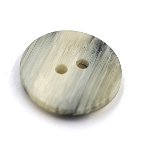 14900 Sullivans 18mm Round Plastic Button 2 Hole- Black With Grey Stripe - 40 In A Tube 