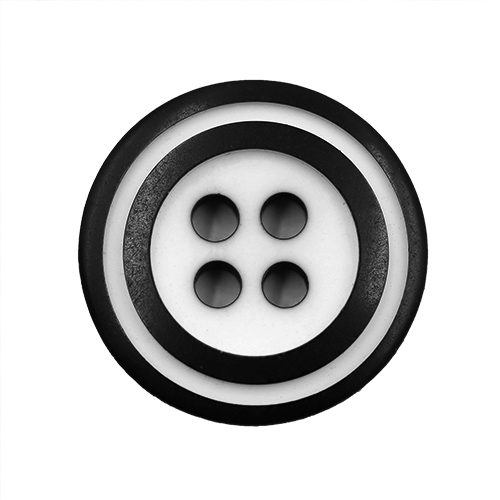 14902 Sullivans 18mm Round Plastic Button 4 Hole - White With 2 Black Borders - 24 In A Tube 