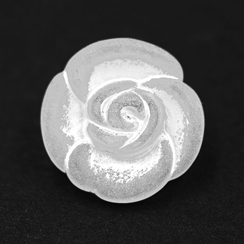 14907 Sullivans 18mm Frosted Rose Plastic Shank Button - White Detailing - 25 In A Tube 