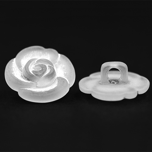 14907 Sullivans 18mm Frosted Rose Plastic Shank Button - White Detailing - 25 In A Tube 