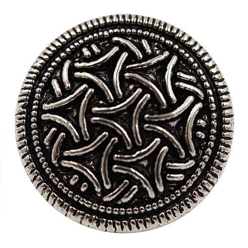 14909 Sullivans 15mm Round Plastic Shank Button - Silver Filigree Pattern - 19 In A Tube