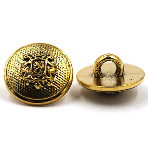 14912 Sullivans 13mm Round Plastic Shank Button With Crest - Gold - 32 In A Tube