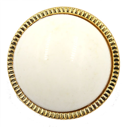 14914 Sullivans 21mm White Plastic Shank Button Surrounded With Gold Detailing - 12 In A Tube 