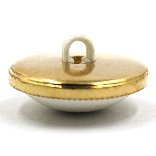 14914 Sullivans 21mm White Plastic Shank Button Surrounded With Gold Detailing - 12 In A Tube 
