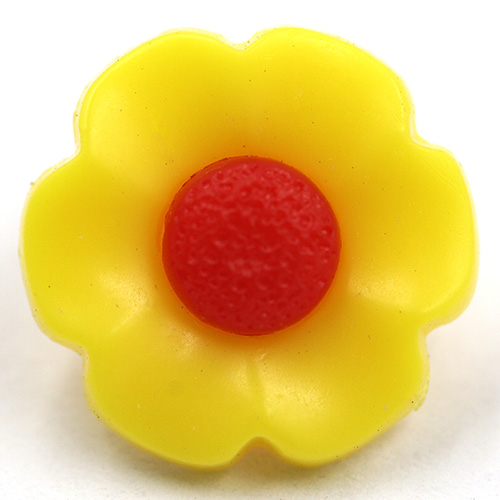 14920 Sullivans Buttons Card - Yellow Flower With Red Centre - 6pcs