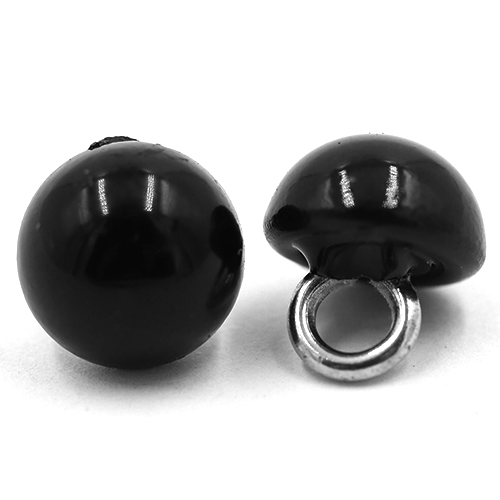 14970 Sullivans 8mm Pearl Ball Plastic Button With Metal Shank - Black - 37 In A Tube