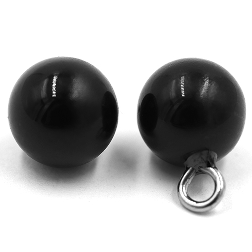 14972 Sullivans 10mm Pearl Ball Plastic Button With Metal Shank - Black - 29 In A Tube