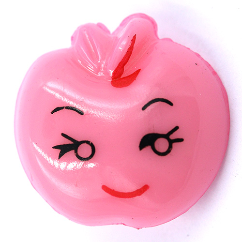 14984 Sullivans 18mm Kids Plastic Shank Button - Apple Face - Pink - 35 In A Tube