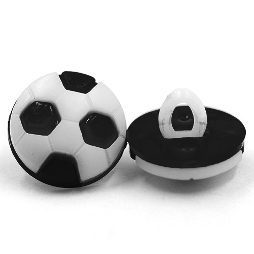 14990 Sullivans 15mm Kids Plastic Shank Button - Black/white Football - 35 In A Tube