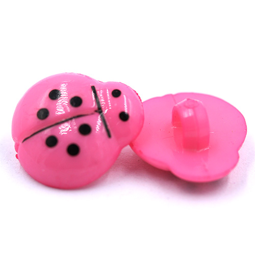 14993 Sullivans 15mm Kids Plastic Shank Button - Hot Pink Beetle - 35 In A Tube