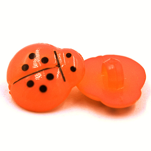 14995 Sullivans 15mm Kids Plastic Shank Button - Orange Beetle - 35 In A Tube