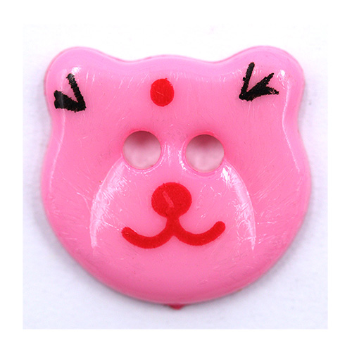 14996 Sullivans 13mm Kids Plastic Button - Two Eyed Hot Pink Cat - 35 In A Tube