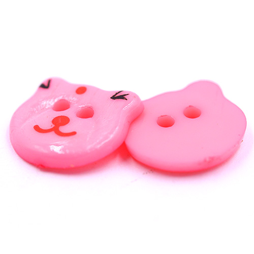 14996 Sullivans 13mm Kids Plastic Button - Two Eyed Hot Pink Cat - 35 In A Tube