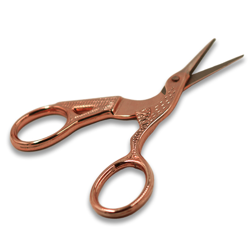 15027 Sullivans 90mm Heirloom Embroidery Scissors - Rose Gold - Stork