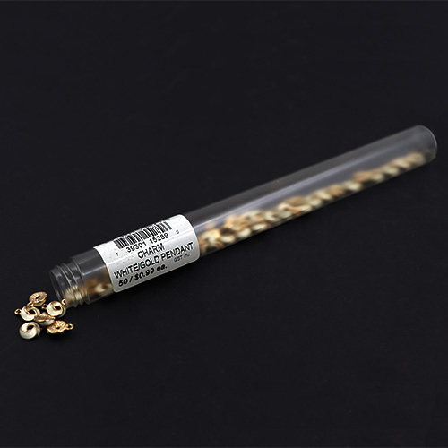 15289 Sullivans Charms - White & Gold Pendant - 50 In A Tube