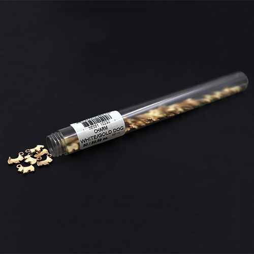 15292 Sullivans Charms - White & Gold Dog - 50 In A Tube