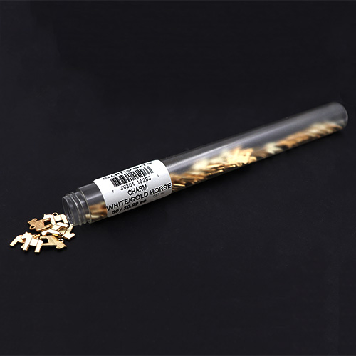 15293 Sullivans Charms - White & Gold Horse - 50 In A Tube