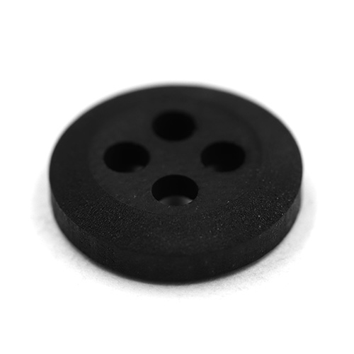 15308 Sullivans 10mm Round Plastic Opaque Button 4 Hole - Black - 47 In A Tube