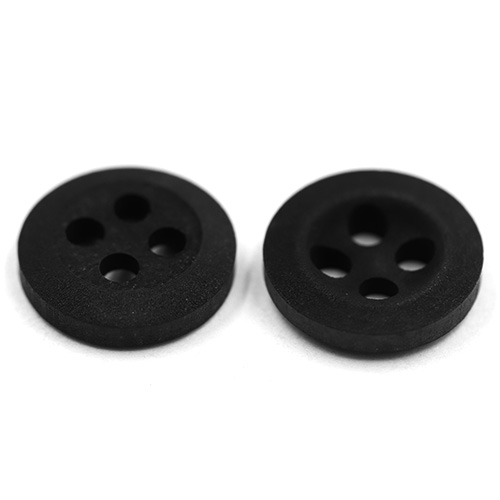 15308 Sullivans 10mm Round Plastic Opaque Button 4 Hole - Black - 47 In A Tube