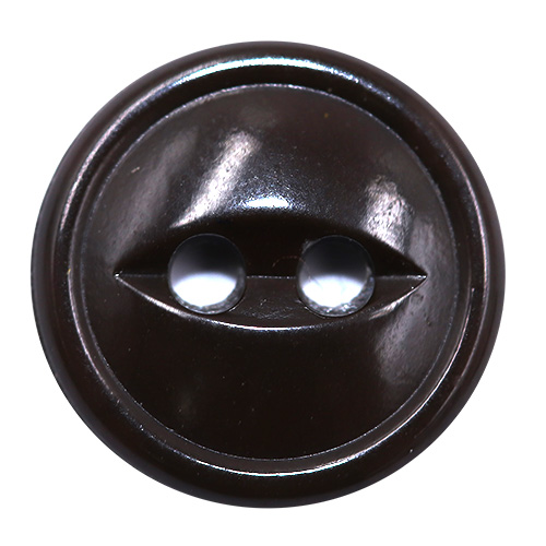 15312 Sullivans 12mm Round Plastic Rimmed Button 2 Hole - Brown - 150 In A Tube