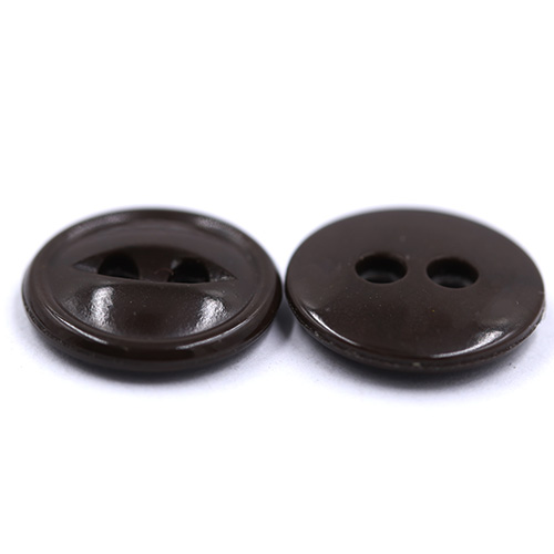 15312 Sullivans 12mm Round Plastic Rimmed Button 2 Hole - Brown - 150 In A Tube
