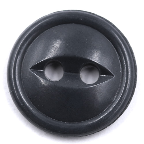 15313 Sullivans 12mm Round Plastic Rimmed Button 2 Hole - Dark Grey - 150 In A Tube