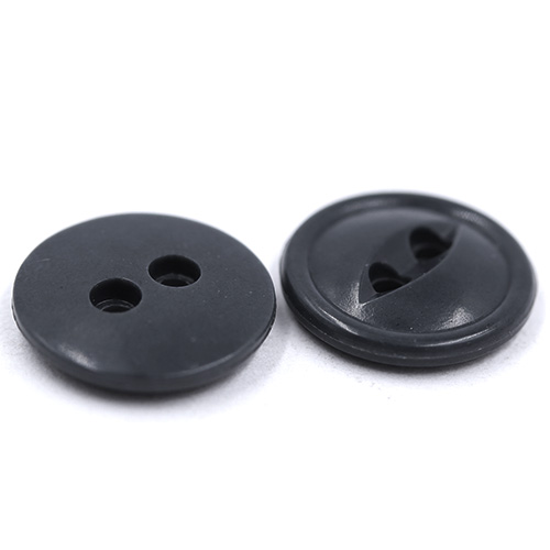 15313 Sullivans 12mm Round Plastic Rimmed Button 2 Hole - Dark Grey - 150 In A Tube