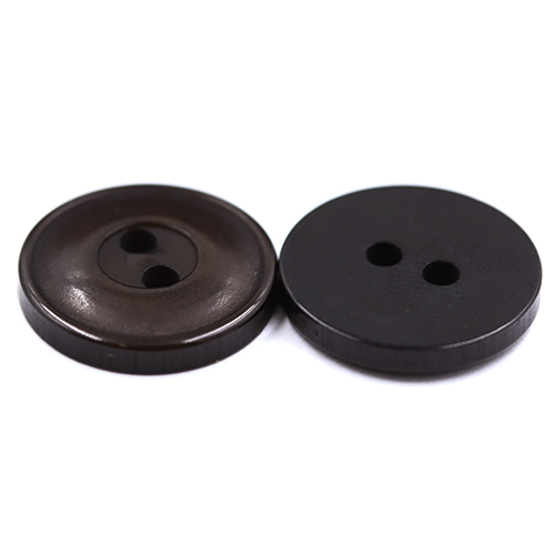 15316 Sullivans 15mm Round Plastic Rimmed Button 2 Hole - Dark Brown - 189 In A Tube