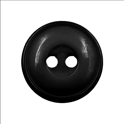 15317 Sullivans 15mm Round Plastic Rimmed Button 2 Hole - Black - 189 In A Tube