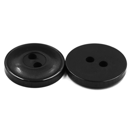 15317 Sullivans 15mm Round Plastic Rimmed Button 2 Hole - Black - 189 In A Tube