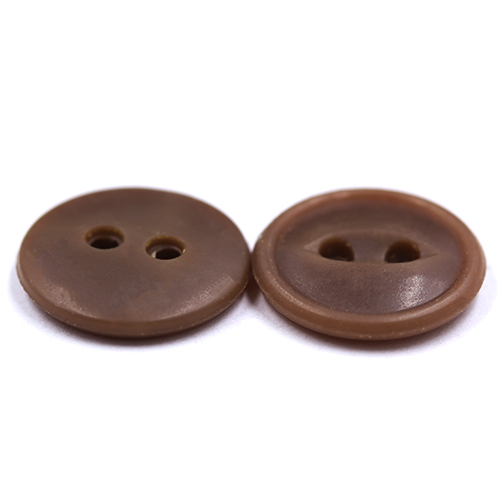 15321 Sullivans 15mm Round Plastic Rimmed Button 2 Hole - Light Brown - 189 In A Tube