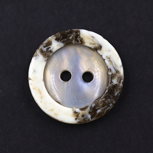 15363 Sullivans 21mm Round Plastic Pearlised Button 2 Hole With Earth Toned Border - Natural - 34 In A Tub