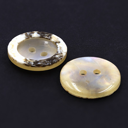 15363 Sullivans 21mm Round Plastic Pearlised Button 2 Hole With Earth Toned Border - Natural - 34 In A Tub